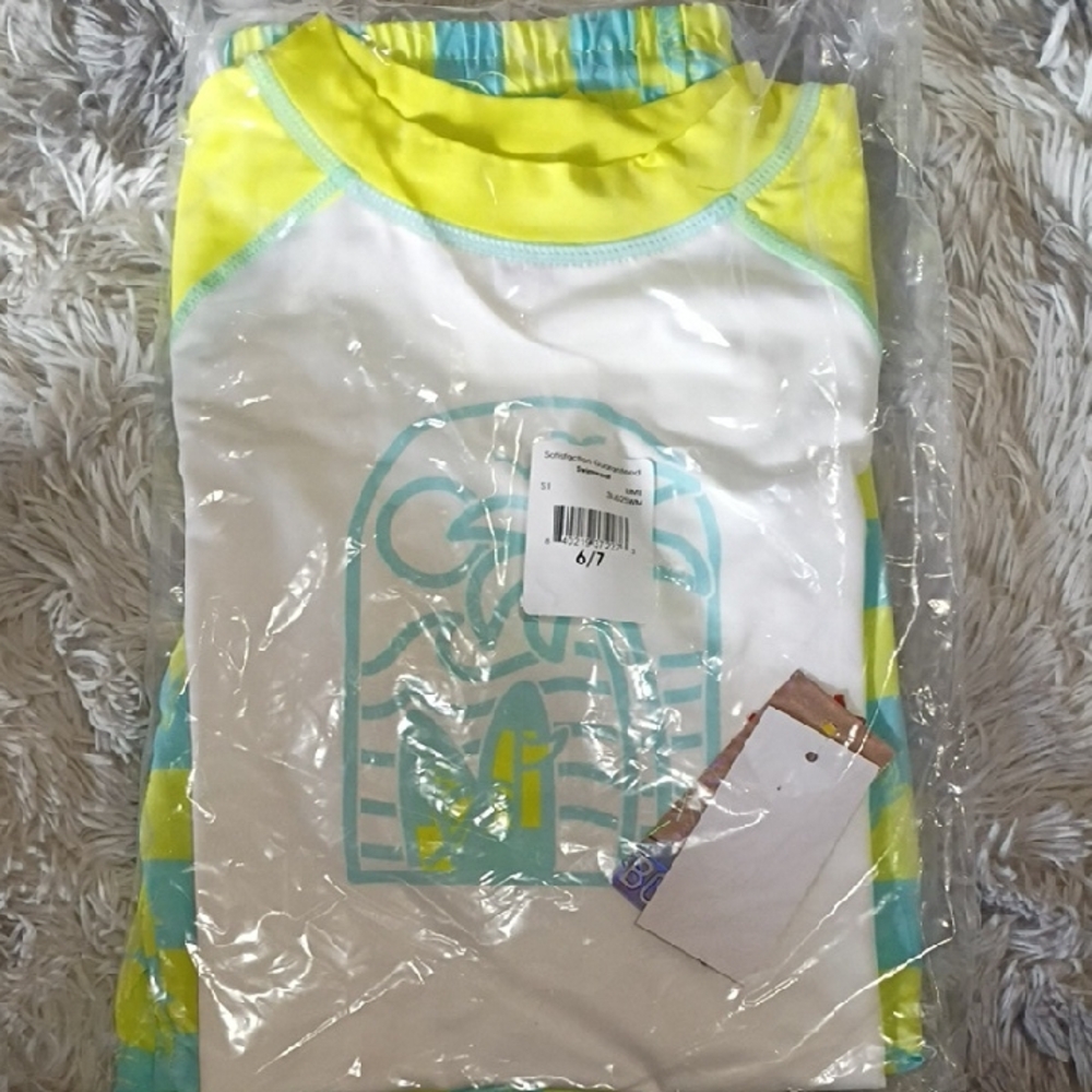 Bright Yellow and White Kids Rashguard Set